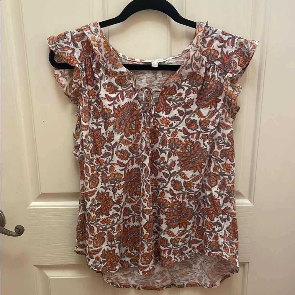 Lucky Brand Paisley Print Women's Blouse - Orange and Brown